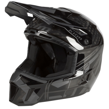 Шлем унисекс кроссовый карбоновый KLIM F3 Carbon Pro Helmet ECE цвета: Diamondback Electric Blue Lemonade / Ascent Black — Asphalt (синий/асфальт) — изображение 2