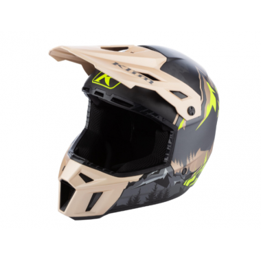 28028 Шлем карбон кроссовый унисекс KLIM F3 Carbon Helmet ECE XL DNA Montana Tan - Hi-Vis — изображение 1