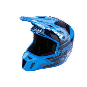 Шлем унисекс кроссовый карбоновый KLIM F3 Carbon Pro Helmet ECE цвета: Diamondback Electric Blue Lemonade / Ascent Black — Asphalt (синий/асфальт)