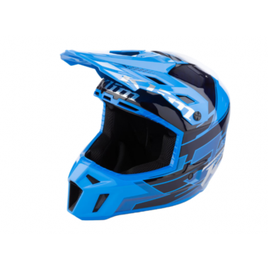 3236 Шлем унисекс кроссовый карбоновый KLIM F3 Carbon Pro Helmet ECE цвета: Diamondback Electric Blue Lemonade / Ascent Black — Asphalt (синий/асфальт) — изображение 1