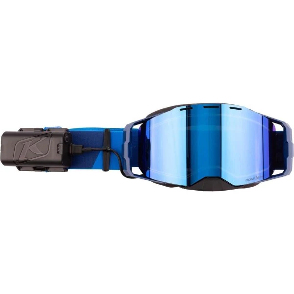 33 Очки KLIM Edge Efire Goggle Slope Electric Blue Lemonade Dark Smoke Blue Mirror (с обогревом, на магнитах, синий) — изображение 1