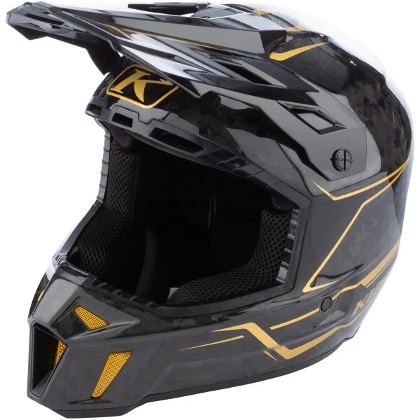 3794 Шлем Klim унисекс F3 Carbon Pro Helmet ECE Forged Gold Vein / Matte Black (черно-золотой, черно-матовый) — изображение 1