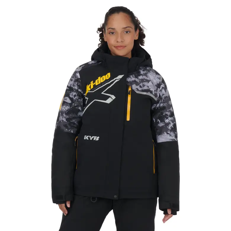 456009_94_ft_6314_2 Куртка женская зимняя EXODUS X-TEAM EDITION JACKET (BLACK WITH GRAPHICS, PURPLE) (черный с графикой, пурпурный) — изображение 1