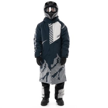 Плащ зимний мужской, бренд DF, RACE COAT Man Black — White (черно-белый)