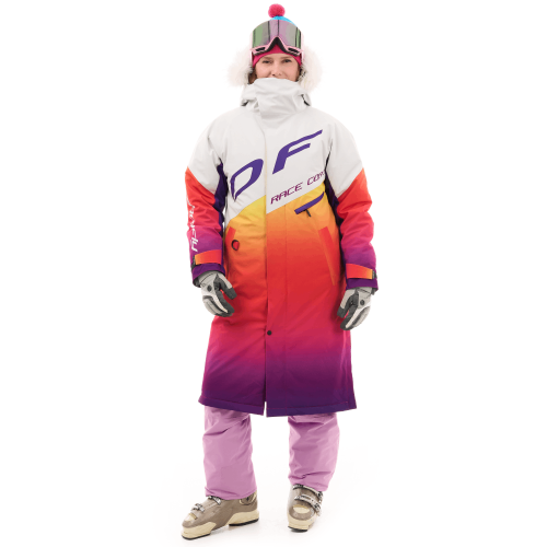 v2t5dc0z23o4o8fea6j9mi6ff5vpwoql Плащ зимний женский DF RACE COAT WINTER SUNSET Woman Orange — Violet (оранжево-фиолетовый) — изображение 1